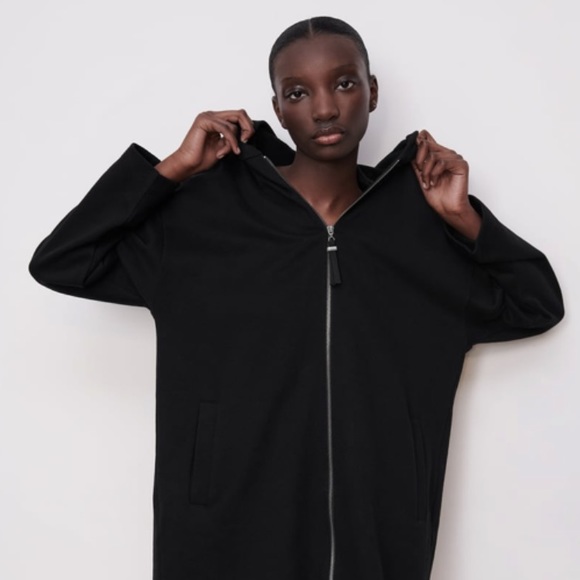 Zara oversized cotton plush coat with hood - Picture 4 of 8